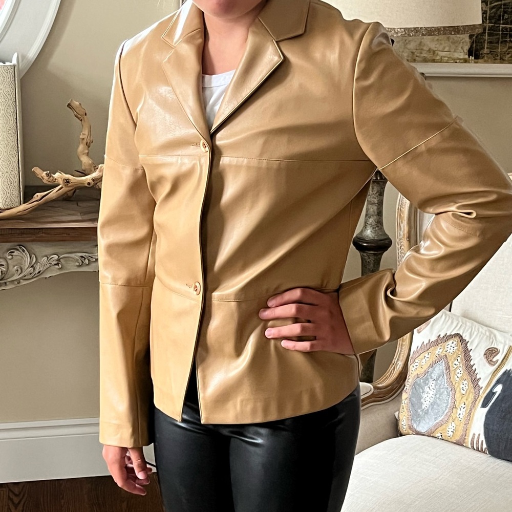 Teenflo pleather blazer that hits at the waist